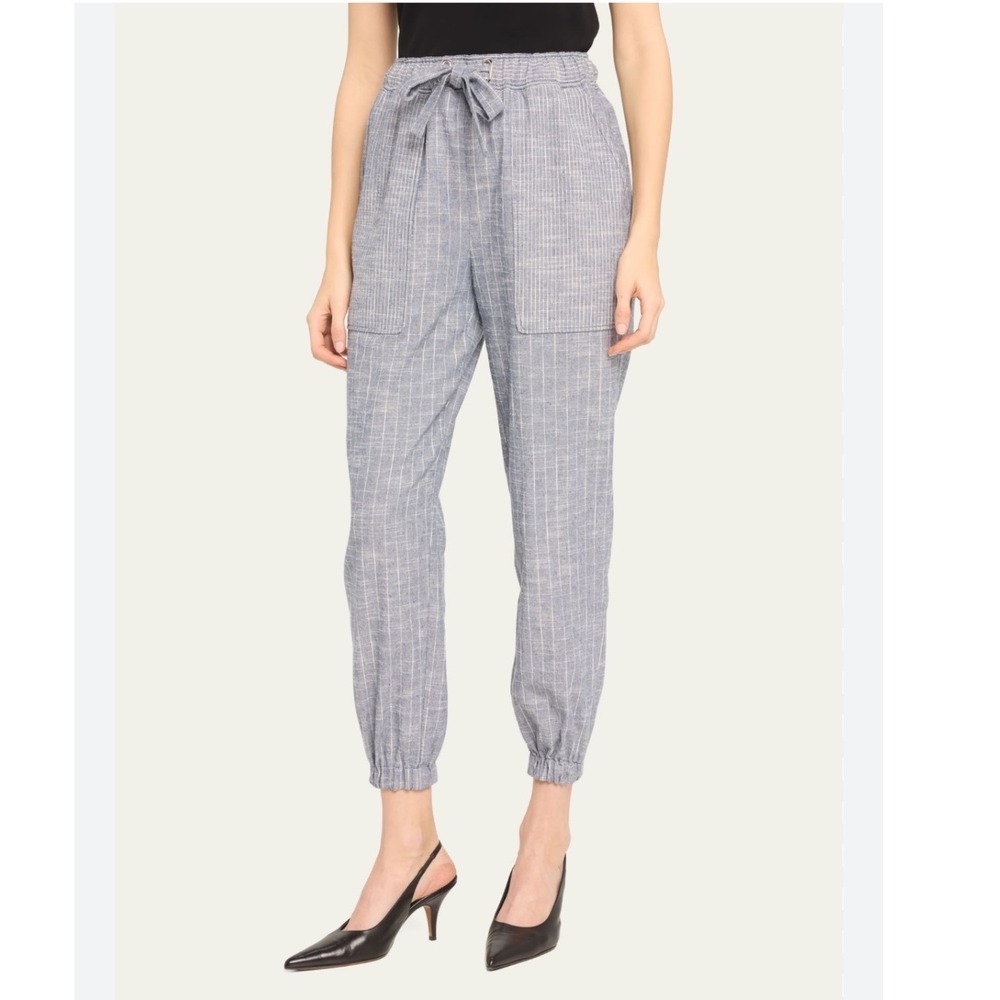 Ramy Brook Emerald Striped‎ Pants Blue White Pinstripe Joggers XS
